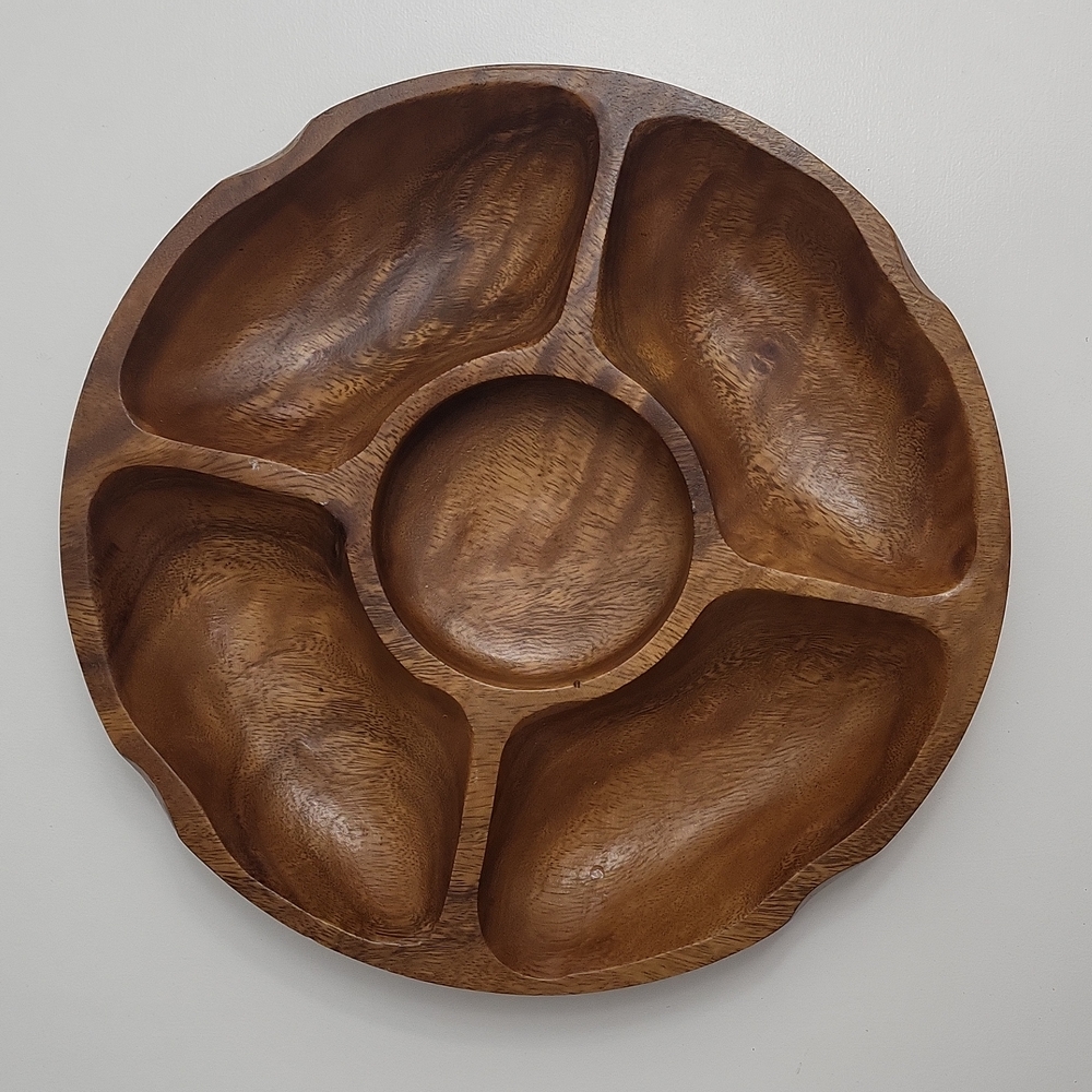 Carved MountainWoods, Acacia Wooden Boho 5 Section Server.